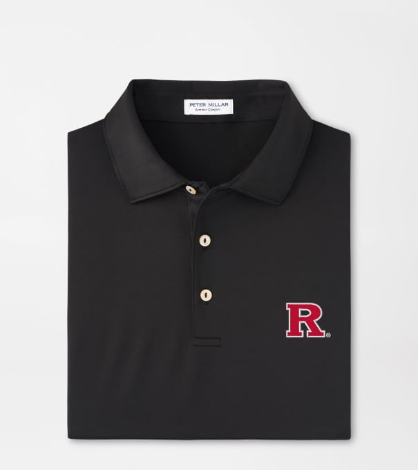 Rutgers Solid Performance Jersey Polo in Black
