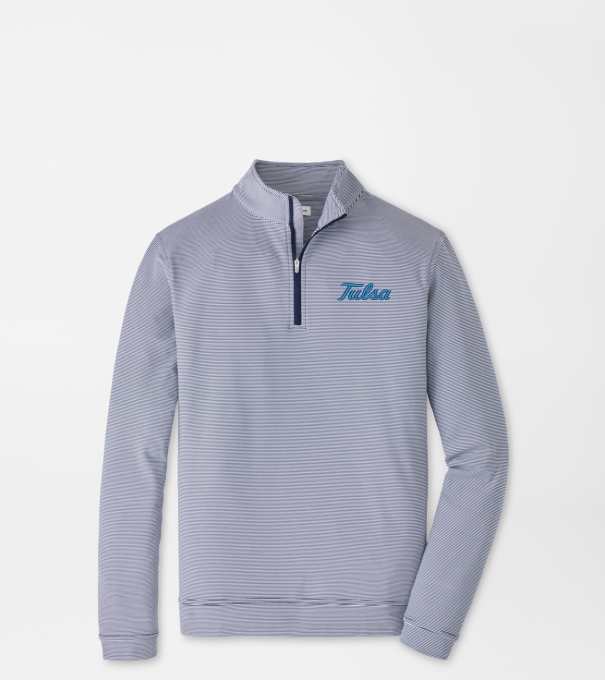 Tulsa Perth Sugar Stripe Performance Quarter-Zip in Navy/White