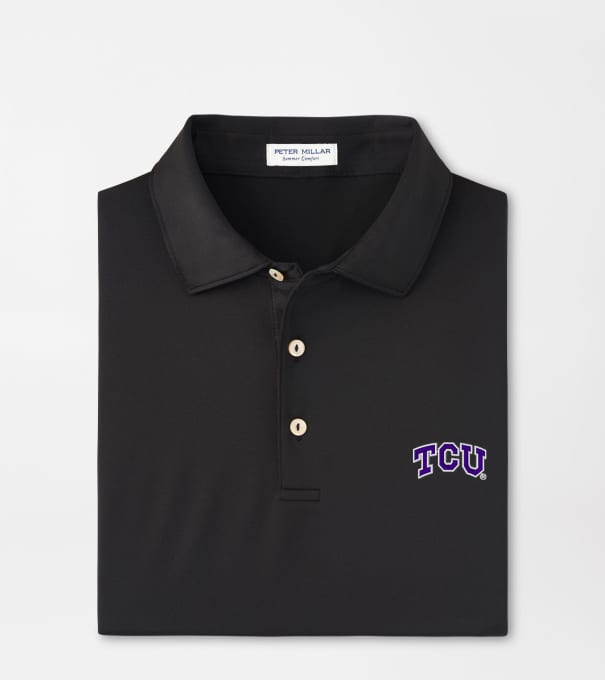 TCU Solid Performance Jersey Polo in Black