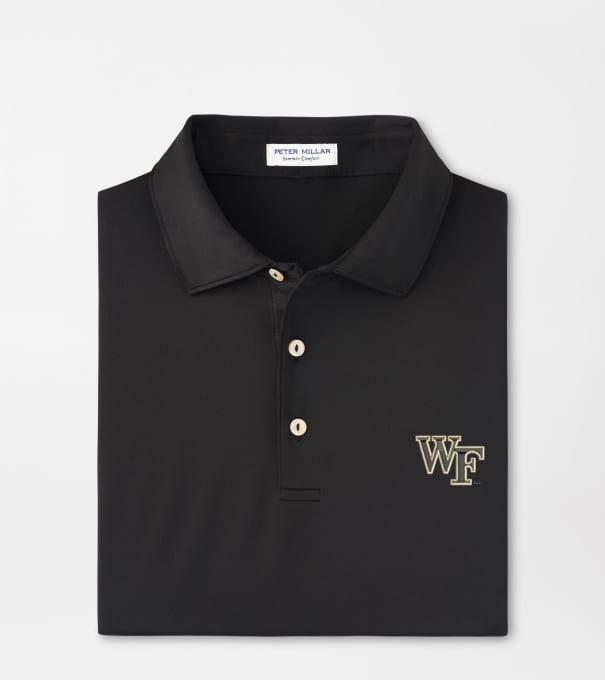 Wake Forest Solid Performance Jersey Polo in Black