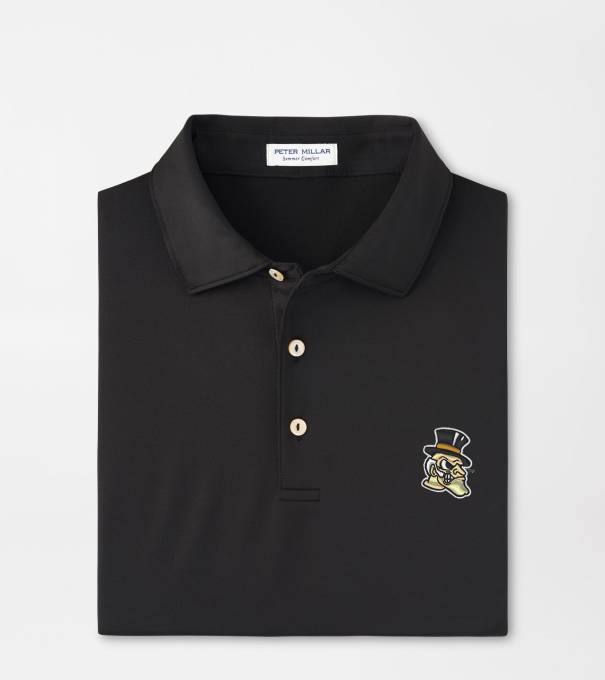 Wake Forest Demon Deacon Solid Performance Jersey Polo in Black