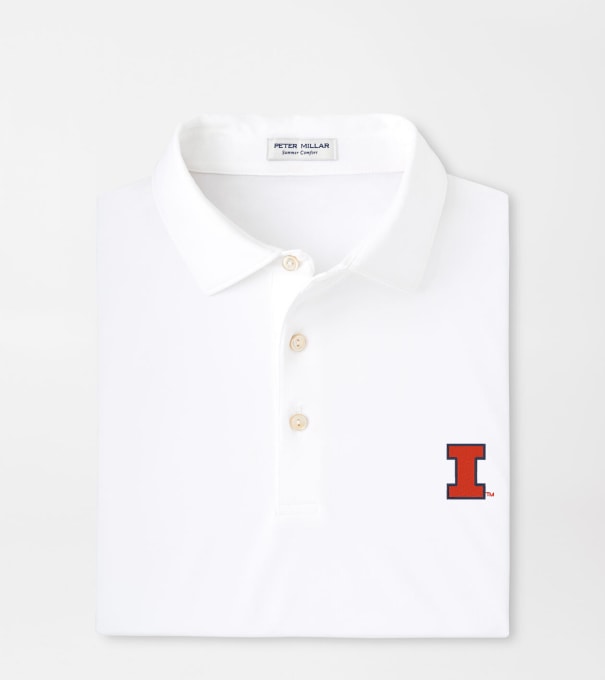 Illinois Solid Performance Jersey Polo in White