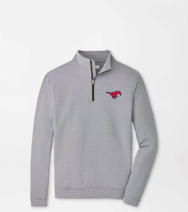 SMU Perth Sugar Stripe Performance Quarter-Zip in Black/White