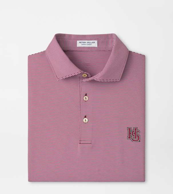 Hampden Sydney Jubilee Stripe Performance Polo in Maroon2