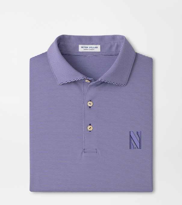 Northwestern Jubilee Stripe Performance Polo in Purple2/White