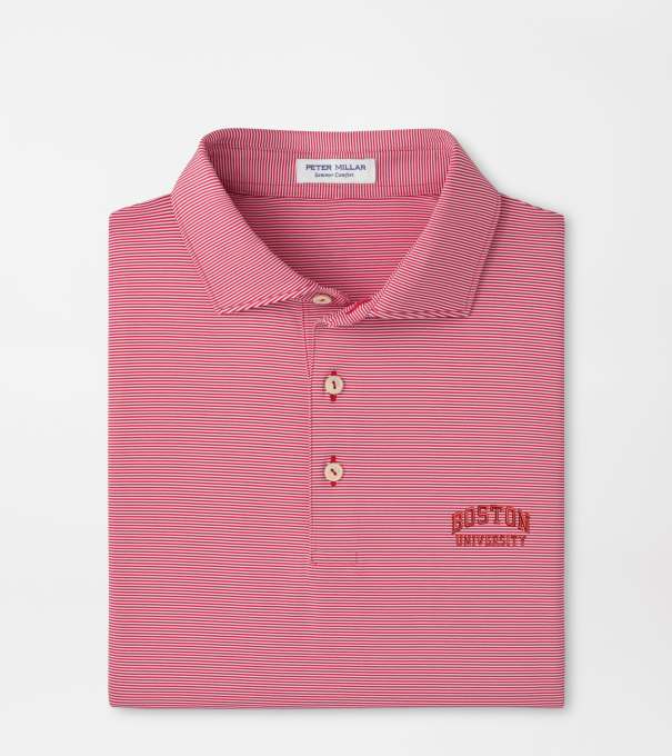 Boston University Jubilee Stripe Performance Polo in Red3