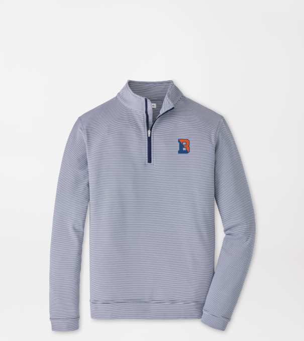 Bucknell Perth Sugar Stripe Performance Quarter-Zip in Navy/White
