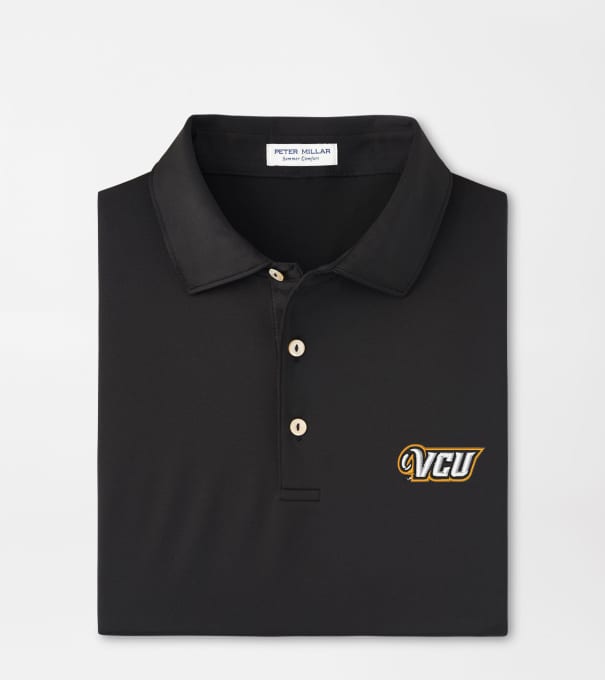 VCU Solid Performance Jersey Polo in Black