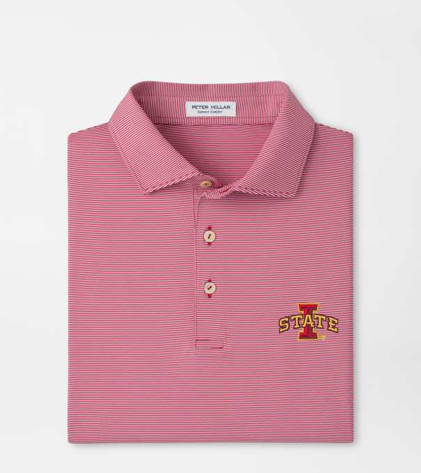 Iowa State Jubilee Stripe Performance Polo in Crimson1