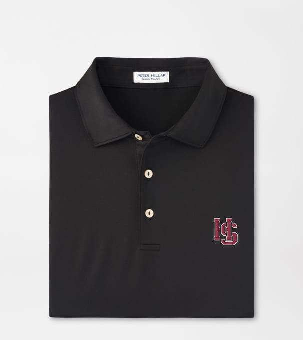 Hampden Sydney Solid Performance Jersey Polo in Black