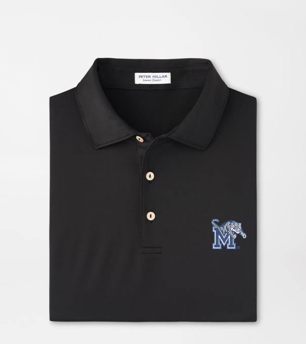 Memphis Solid Performance Jersey Polo in Black