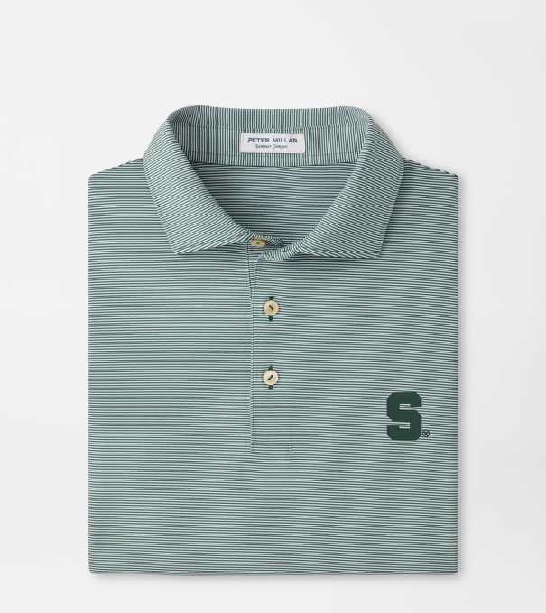 Michigan State Jubilee Stripe Performance Polo in Green1