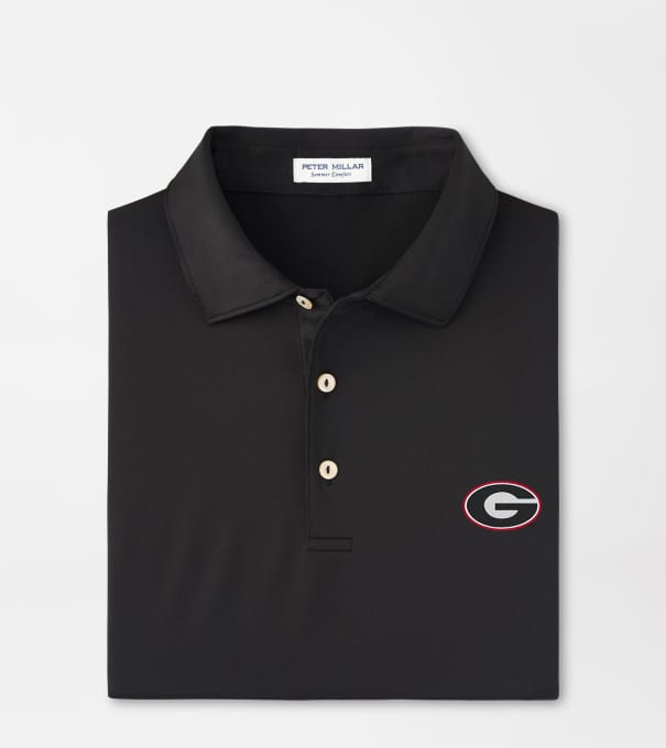 Georgia Solid Performance Jersey Polo in Black