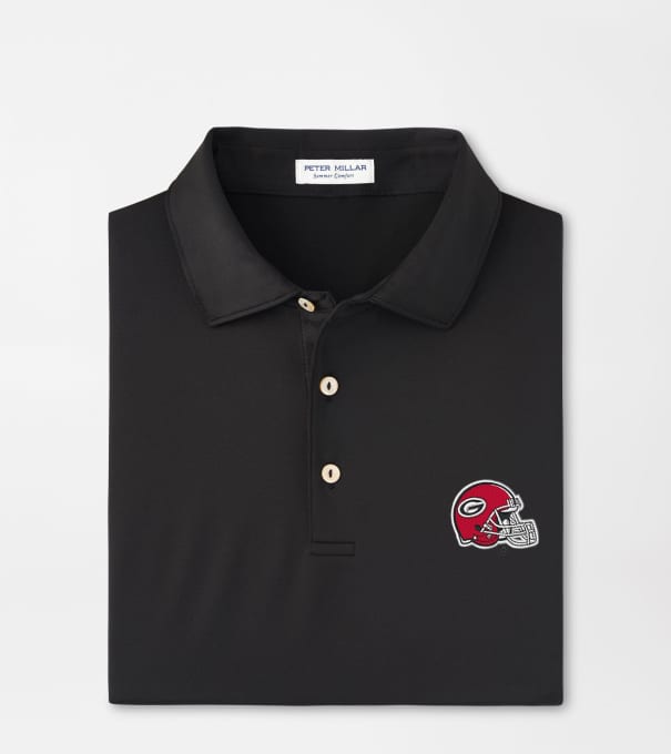 Georgia Helmet Solid Performance Jersey Polo in Black
