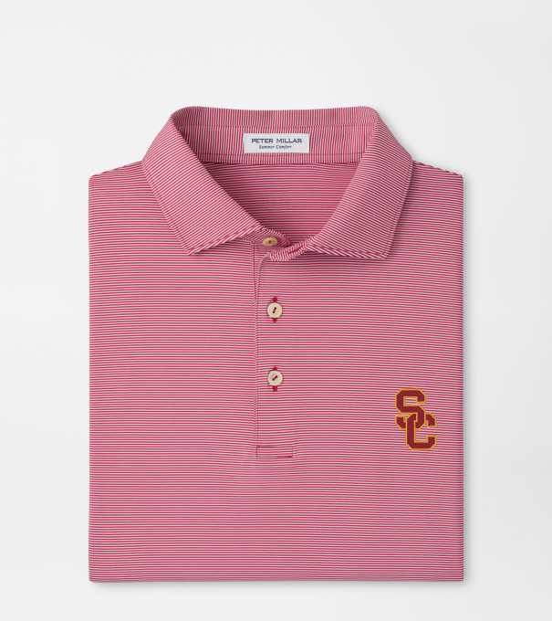 USC Jubilee Stripe Performance Polo in Crimson1