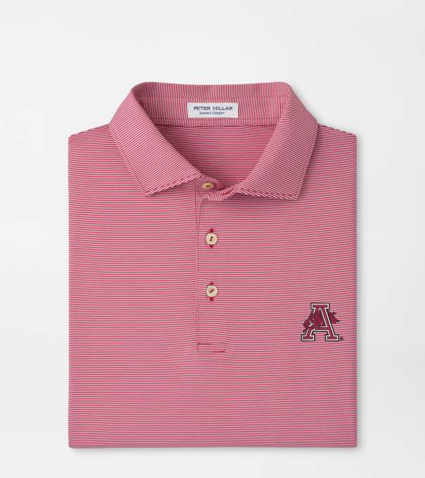 Arkansas Vault Jubilee Stripe Performance Polo in Crimson1