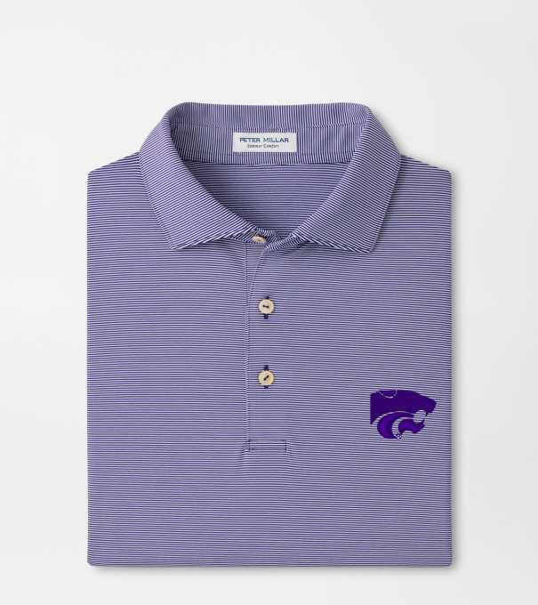 Kansas State Jubilee Stripe Performance Polo in Purple2/White
