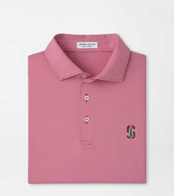 Stanford Jubilee Stripe Performance Polo in Crimson1