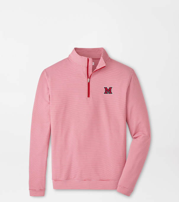 Miami of Ohio Perth Sugar Stripe Performance Quarter-Zip in Red3/White