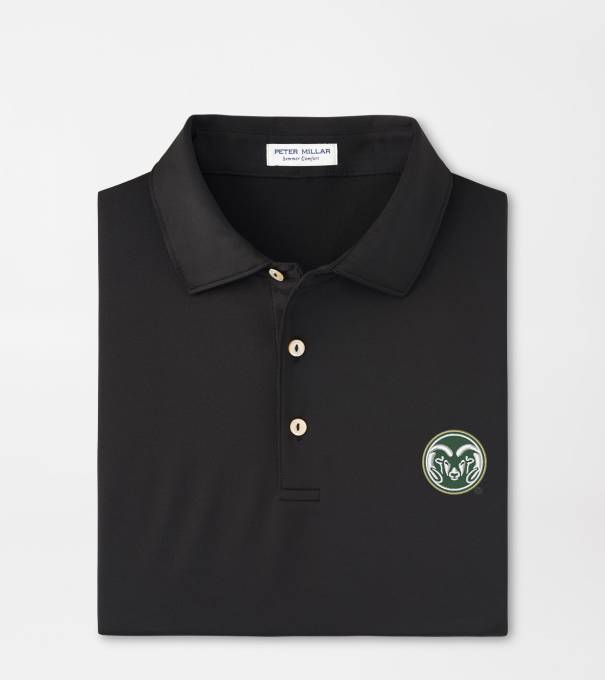 Colorado State Solid Performance Jersey Polo in Black