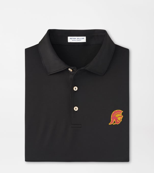 USC Trojan Solid Performance Jersey Polo in Black