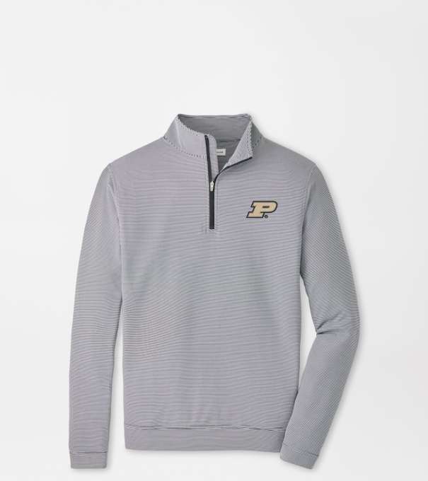 Purdue Perth Sugar Stripe Performance Quarter-Zip in Black/White