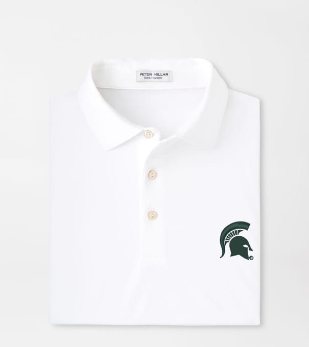 Michigan State Spartans Solid Performance Jersey Polo in White
