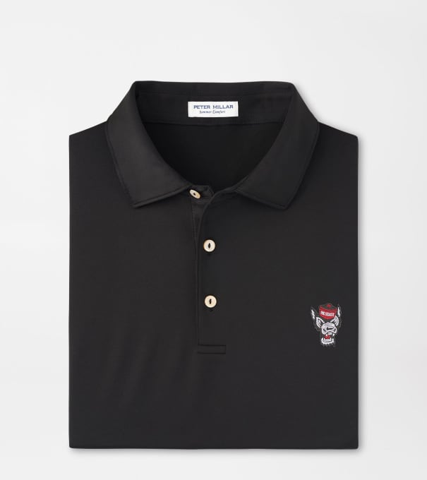 NC State Wolfpack Solid Performance Jersey Polo in Black