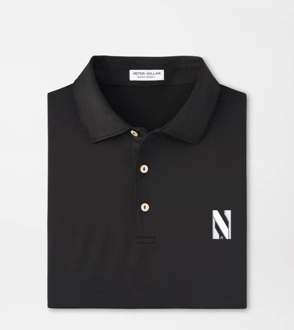 Northwestern Solid Performance Jersey Polo in Black