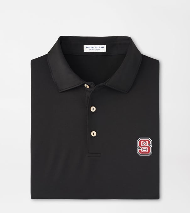 NC State Solid Performance Jersey Polo in Black