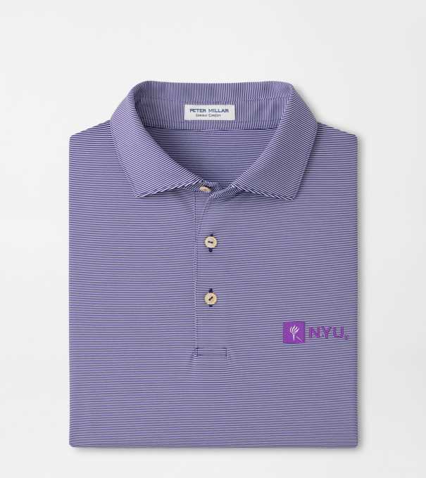 New York University Jubilee Stripe Performance Polo in Purple2/White