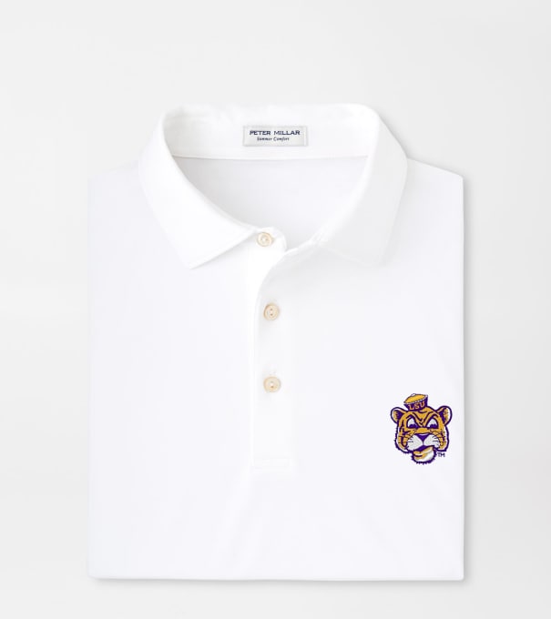 LSU Vault Solid Performance Jersey Polo in White
