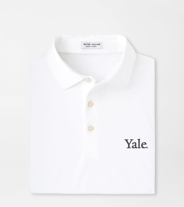 Yale Solid Performance Jersey Polo in White