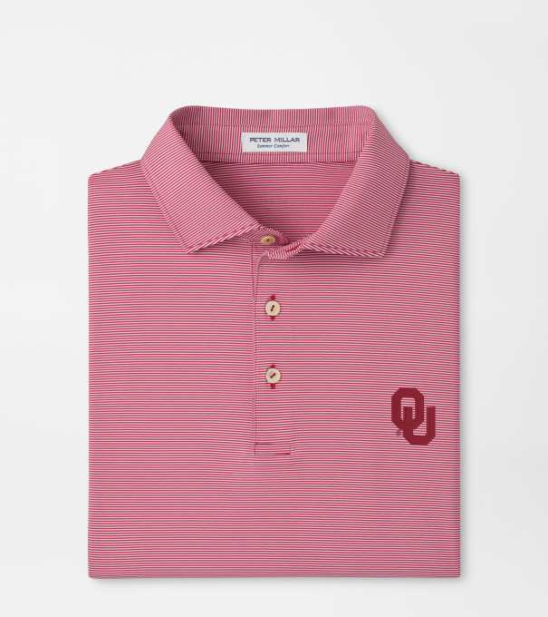 Oklahoma Jubilee Stripe Performance Polo in Crimson1