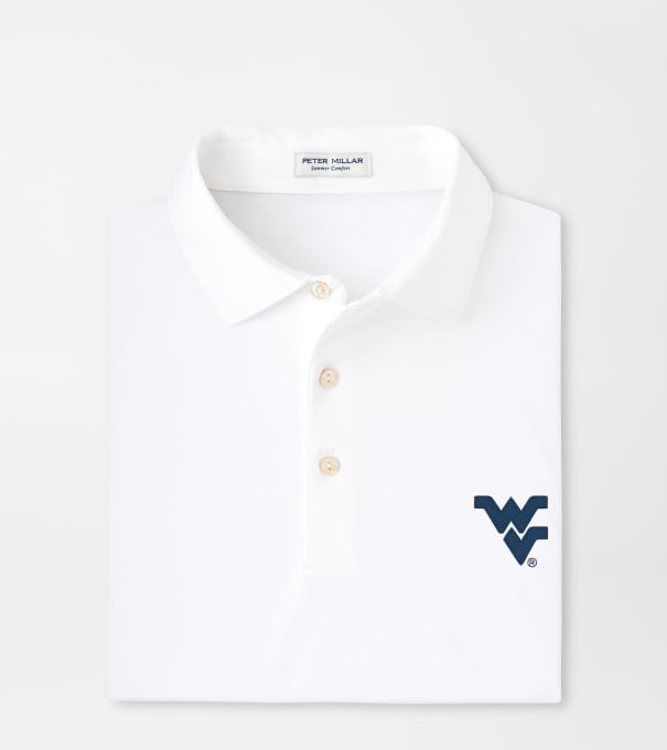 West Virginia Solid Performance Jersey Polo in White