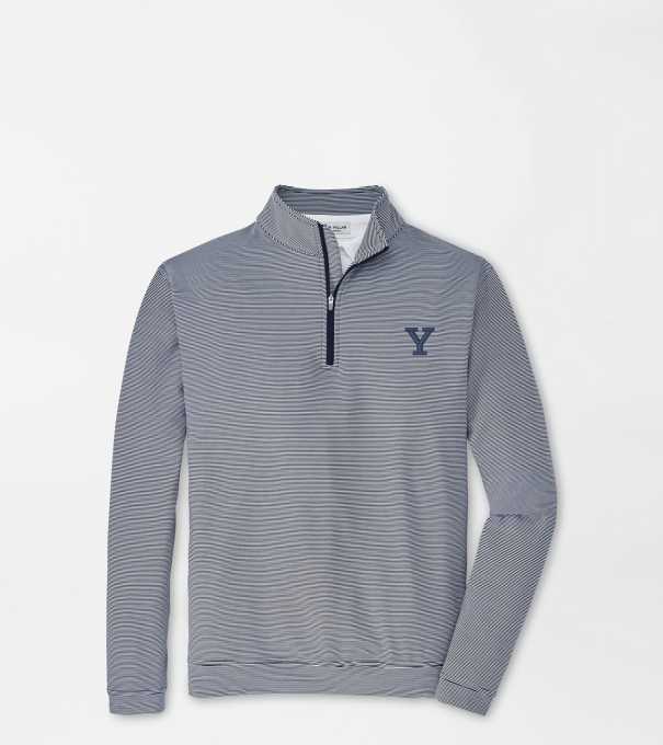 Yale Perth Sugar Stripe Performance Quarter-Zip in Navy/White