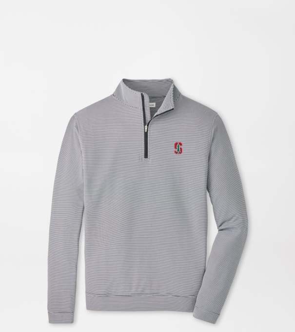Stanford Perth Sugar Stripe Performance Quarter-Zip in Black/White