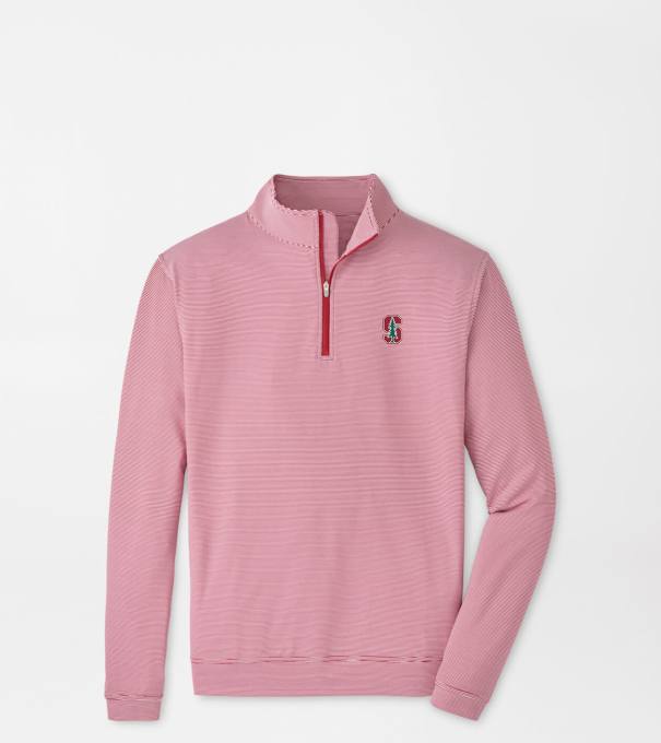 Stanford Perth Sugar Stripe Performance Quarter-Zip in Crimson1/White