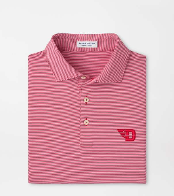 University of Dayton Jubilee Stripe Performance Polo in Red3
