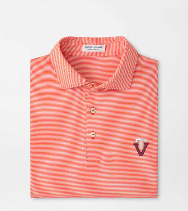 Virginia Tech Vault Jubilee Stripe Performance Polo in Orange6