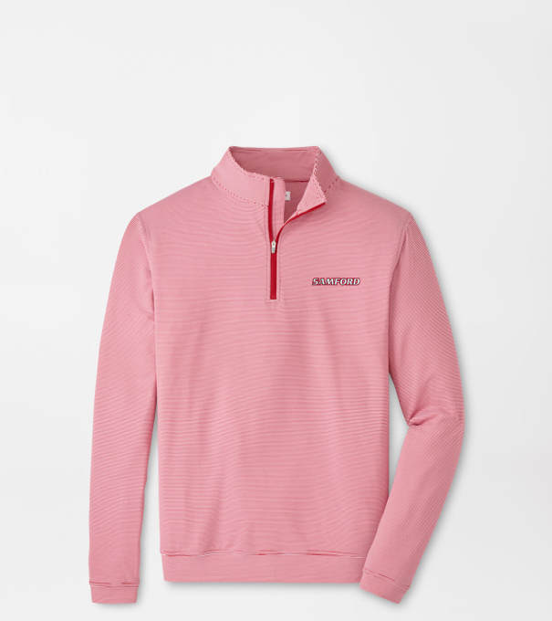 Samford Perth Sugar Stripe Performance Quarter-Zip in Red3/White