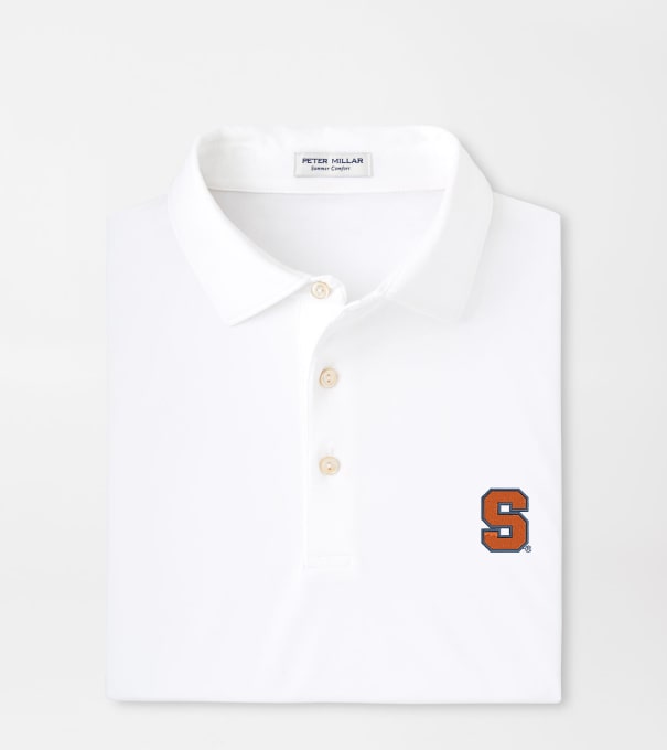 Syracuse Solid Performance Jersey Polo in White