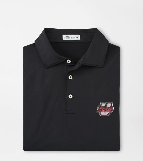 UMass Solid Performance Jersey Polo in Black