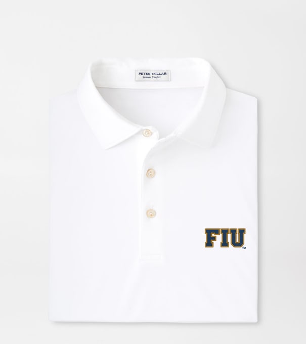 Florida International University Solid Performance Jersey Polo in White