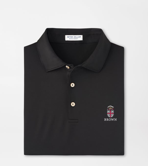 Brown University Solid Performance Jersey Polo in Black