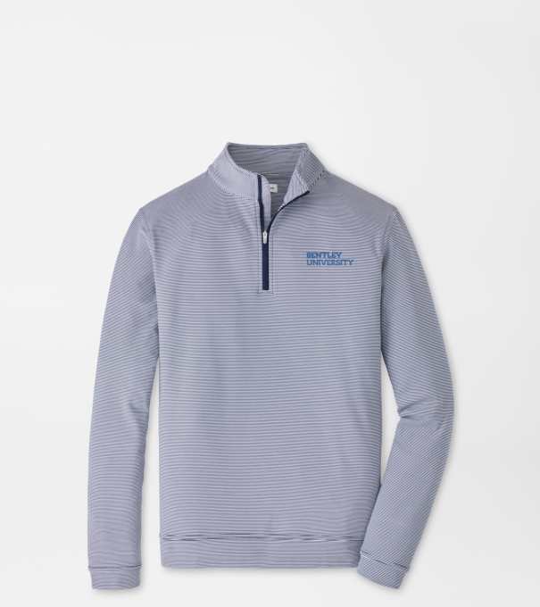 Bentley Perth Sugar Stripe Performance Quarter-Zip in Navy/White