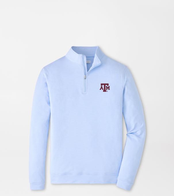 Texas A&M Perth Sugar Stripe Performance Quarter-Zip in Cottage Blue/White