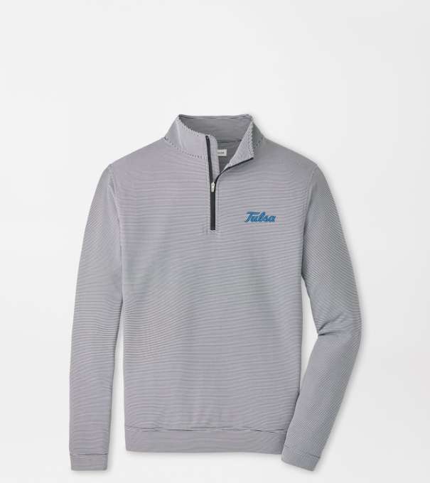 Tulsa Perth Sugar Stripe Performance Quarter-Zip in Black/White