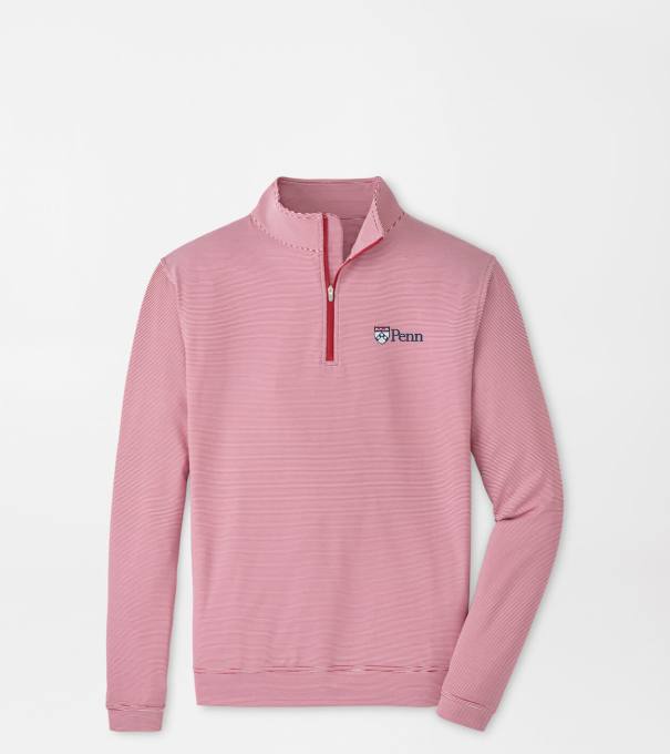 UPenn Perth Sugar Stripe Performance Quarter-Zip in Crimson1/White