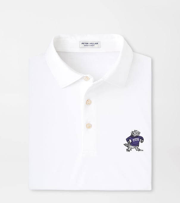 TCU Vault Solid Performance Jersey Polo in White